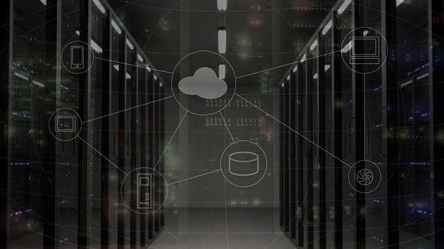 Network Server with Cloud Diagram Overlay